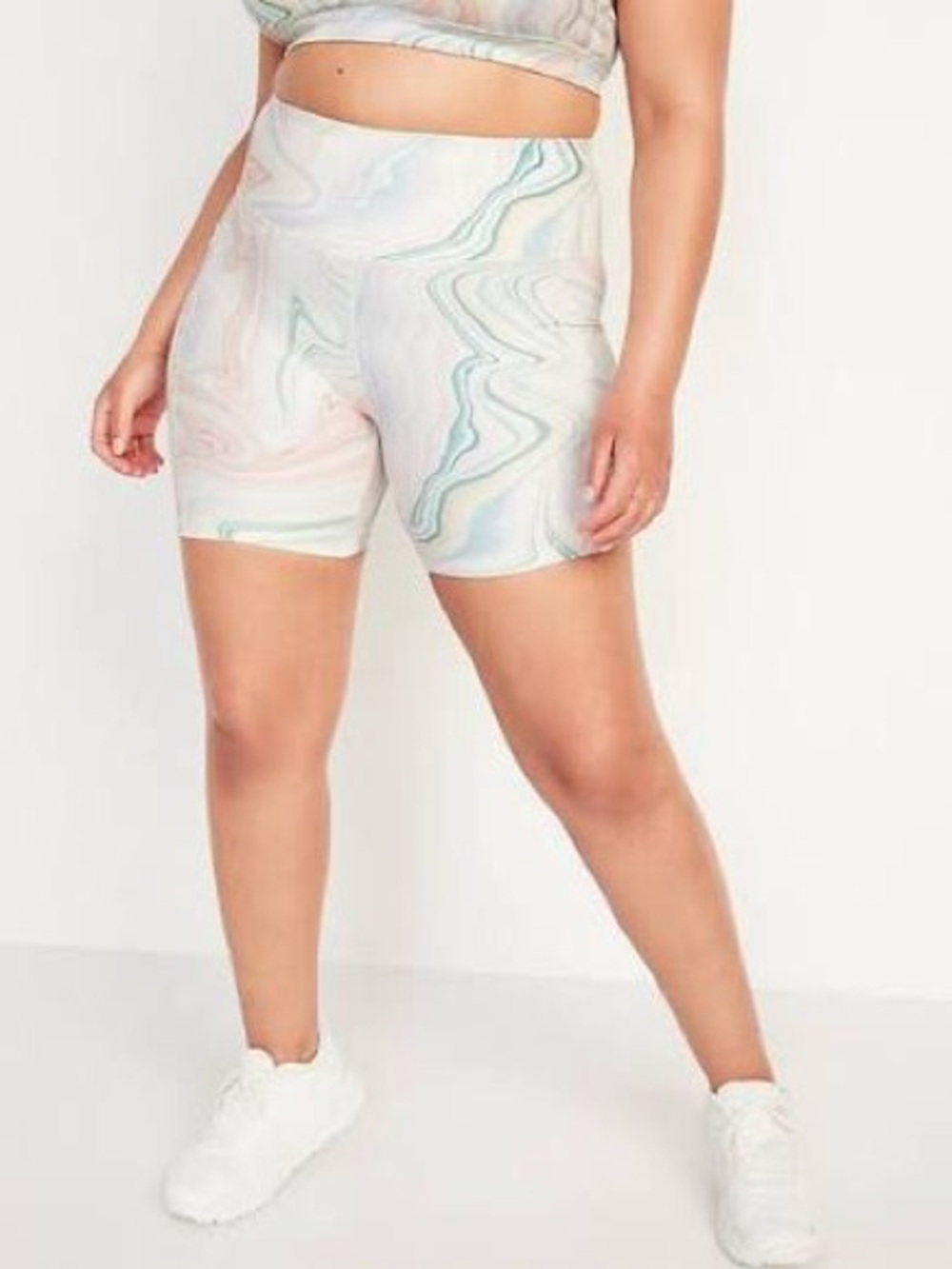 Old Navy High-Waist Powersoft Bike Shorts 6inch Marbled Pastel XL